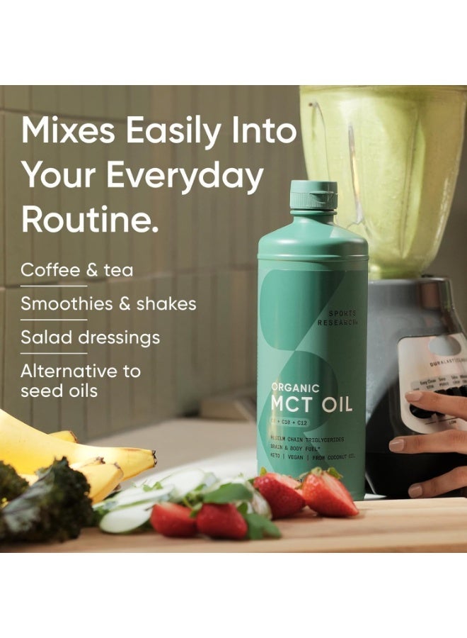 Sports Research Organic Coconut MCT Oil 16oz - Full Spectrum (C8, C10, C12) - Keto Brain & Body Fuel - Vegan Certified · Non-GMO Unflavored 473ML - Image 4